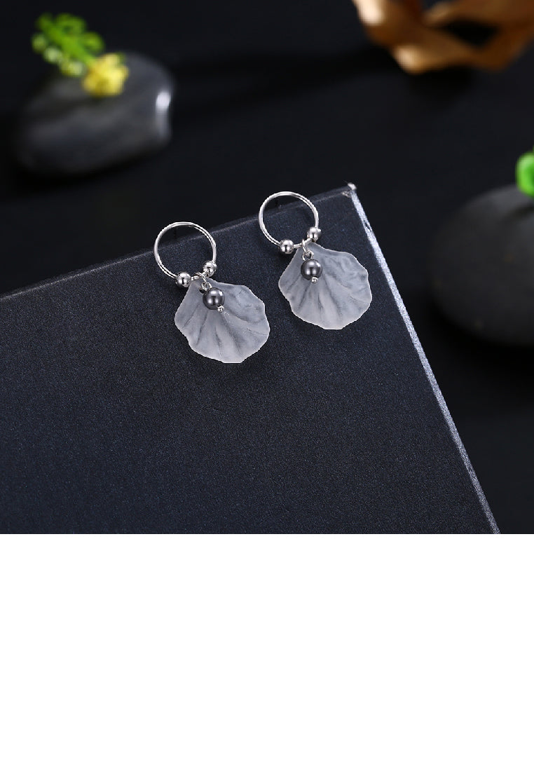 925 Sterling Silver Elegant Fashion Romantic Shell Black Lmitation Pearl Earrings - Luxurious Look