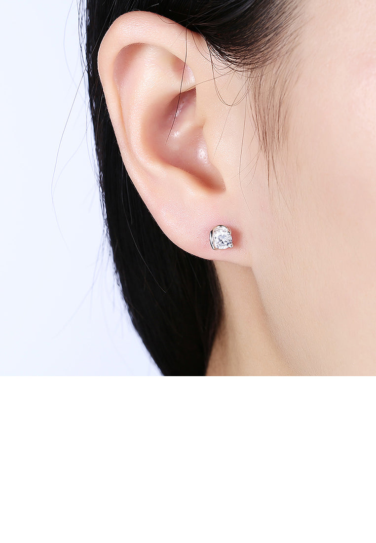 925 Sterling Silver Simple Mini Fashion Ear Studs and Earrings with Cubic Zircon