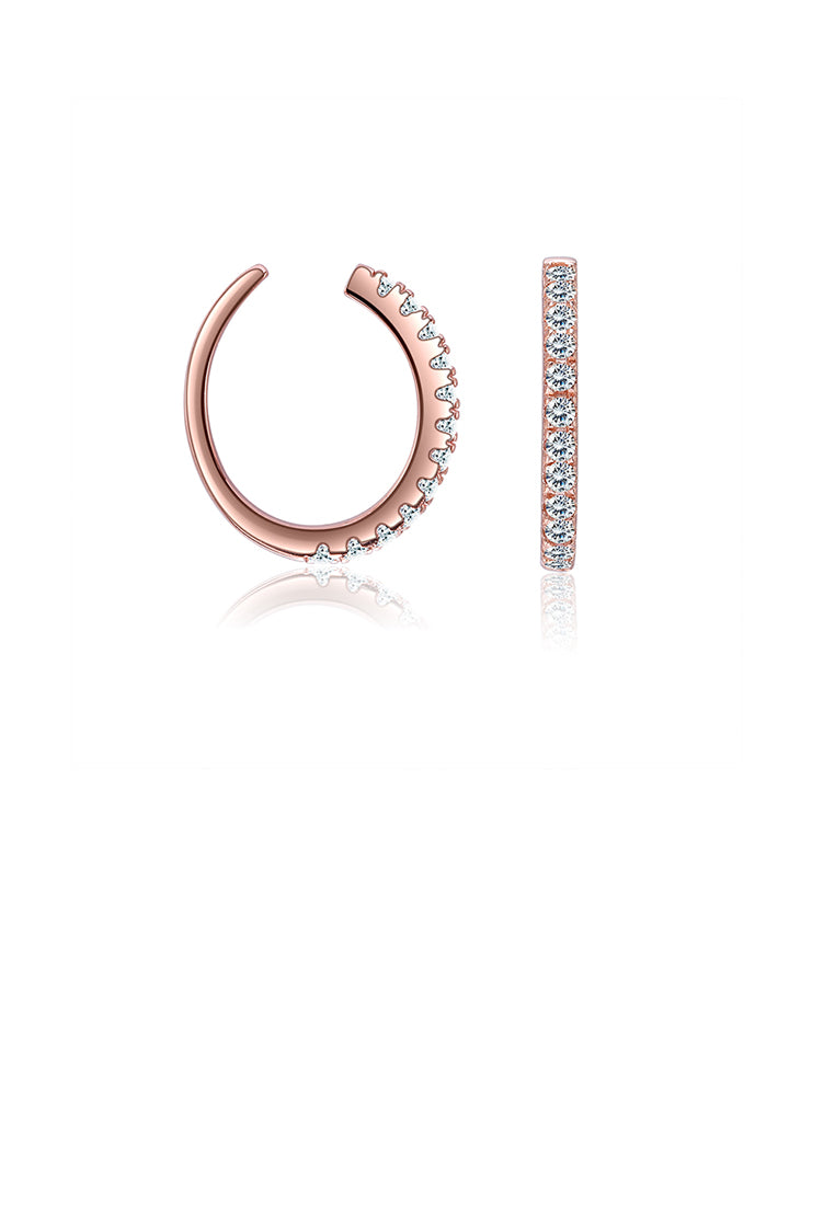 925 Sterling Silver Plated Rose Gold Simple Earrings with Austrian Element Crystal