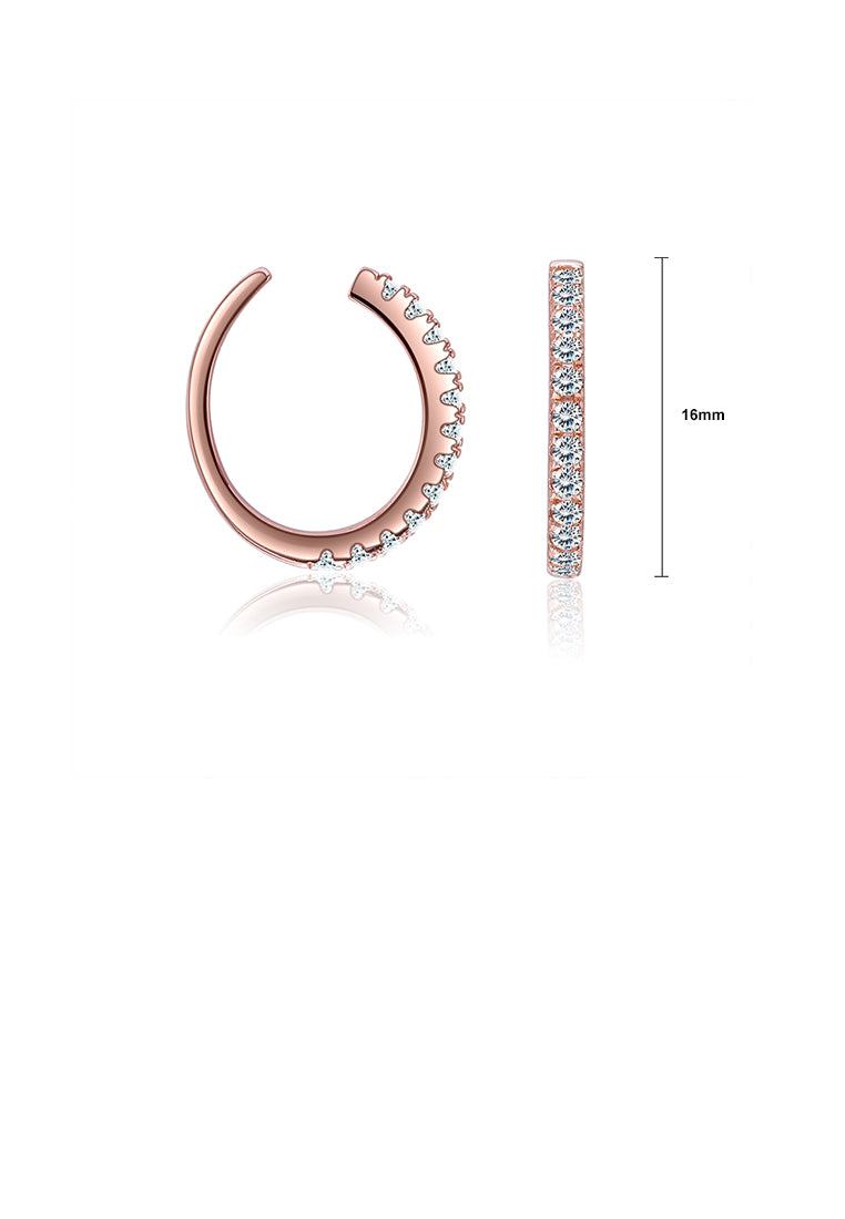 925 Sterling Silver Plated Rose Gold Simple Earrings with Austrian Element Crystal