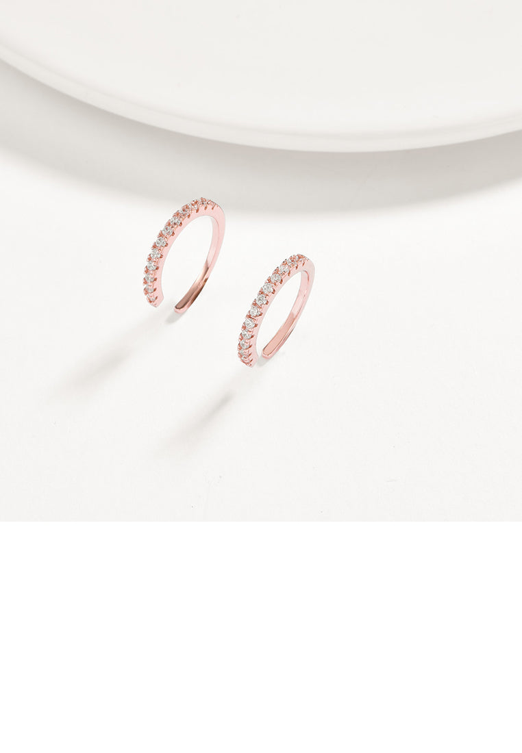 925 Sterling Silver Plated Rose Gold Simple Earrings with Austrian Element Crystal