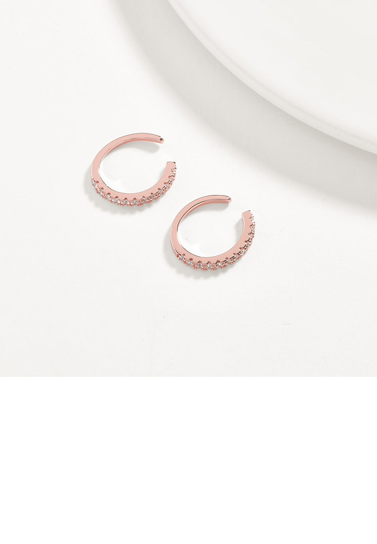 925 Sterling Silver Plated Rose Gold Simple Earrings with Austrian Element Crystal