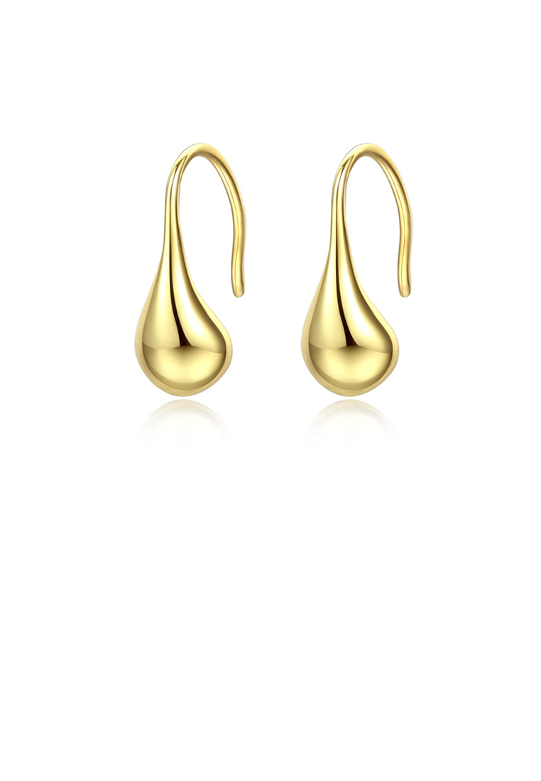 925 Sterling Silver Plated Gold Simple Fashion Water Drop Earrings