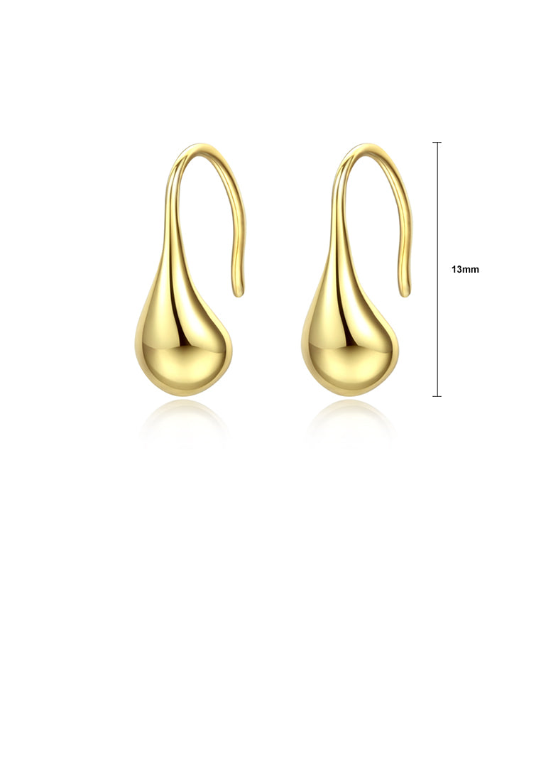 925 Sterling Silver Plated Gold Simple Fashion Water Drop Earrings