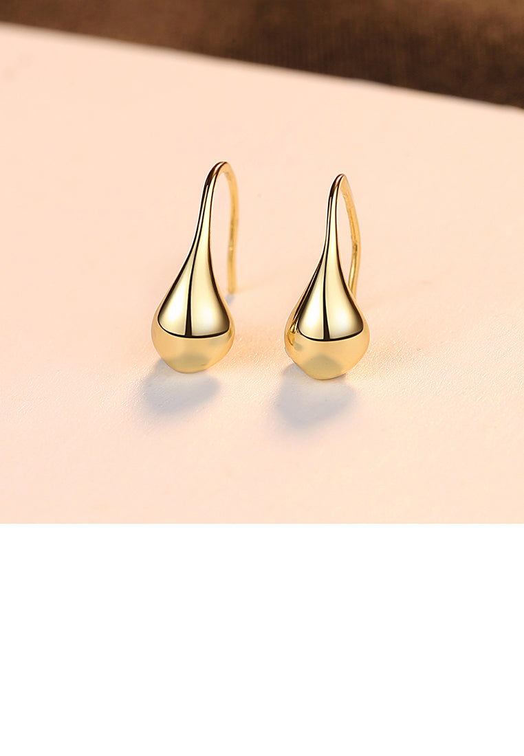 925 Sterling Silver Plated Gold Simple Fashion Water Drop Earrings