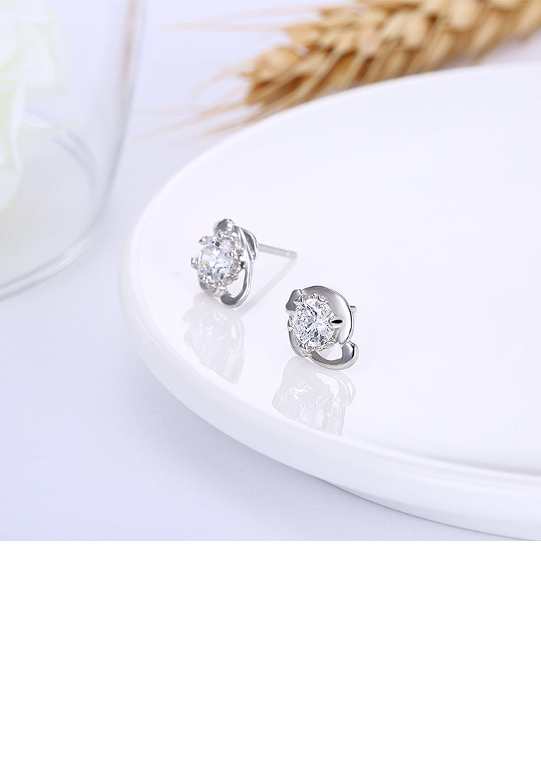 925 Sterling Silver Simple Elegant Exquisite Heart Shape Earrings and Ear Studs with Cubic Zircon
