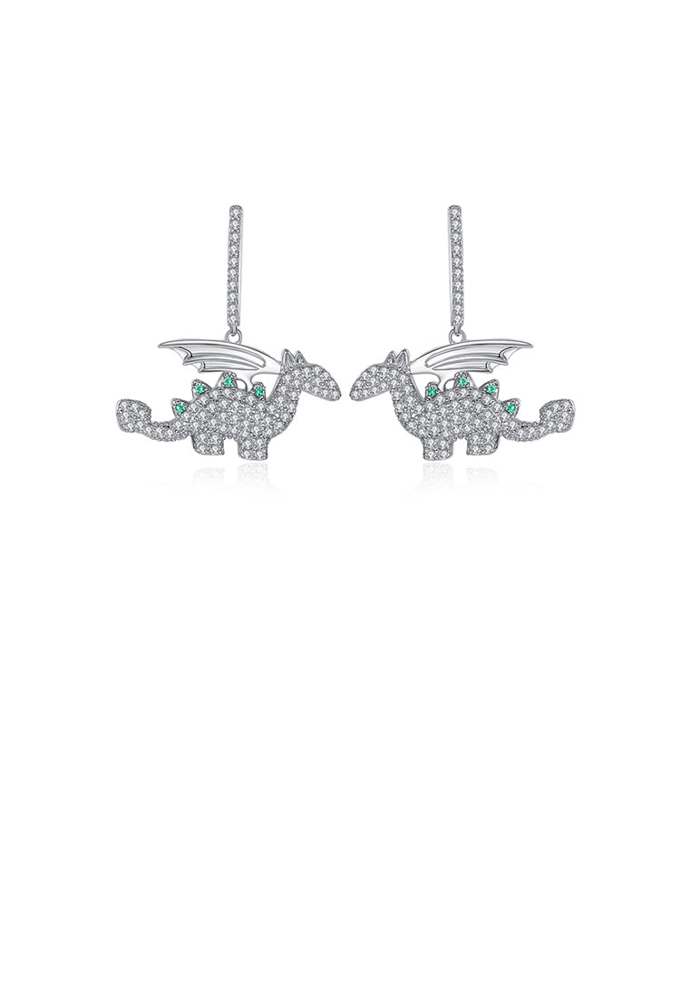 Fashion Cute Dinosaur Earrings with Cubic Zirconia - Luxurious Look