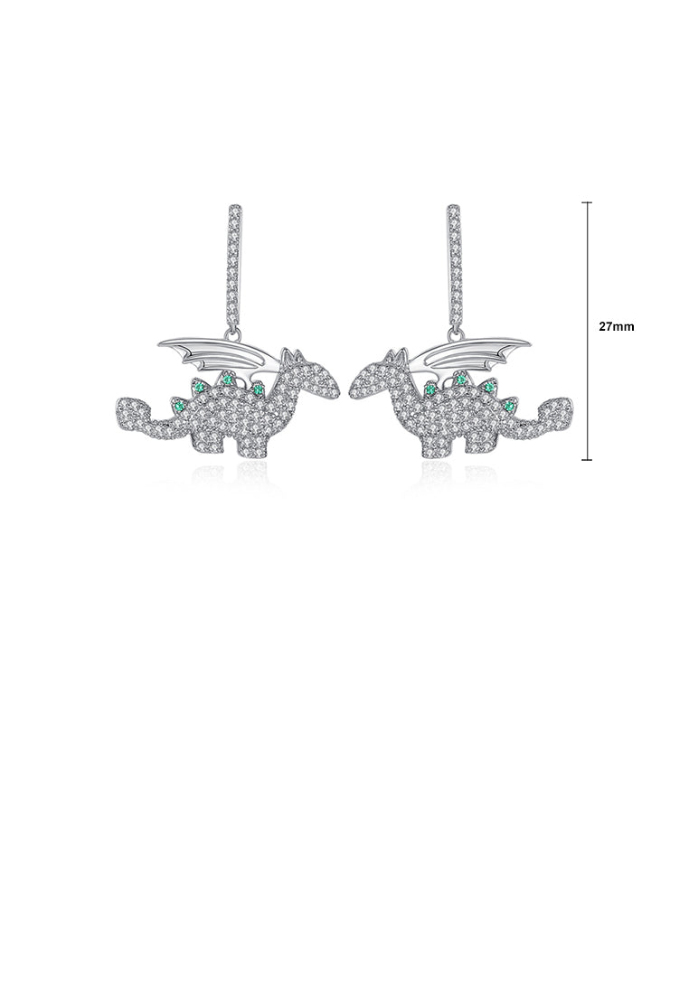 Fashion Cute Dinosaur Earrings with Cubic Zirconia - Luxurious Look