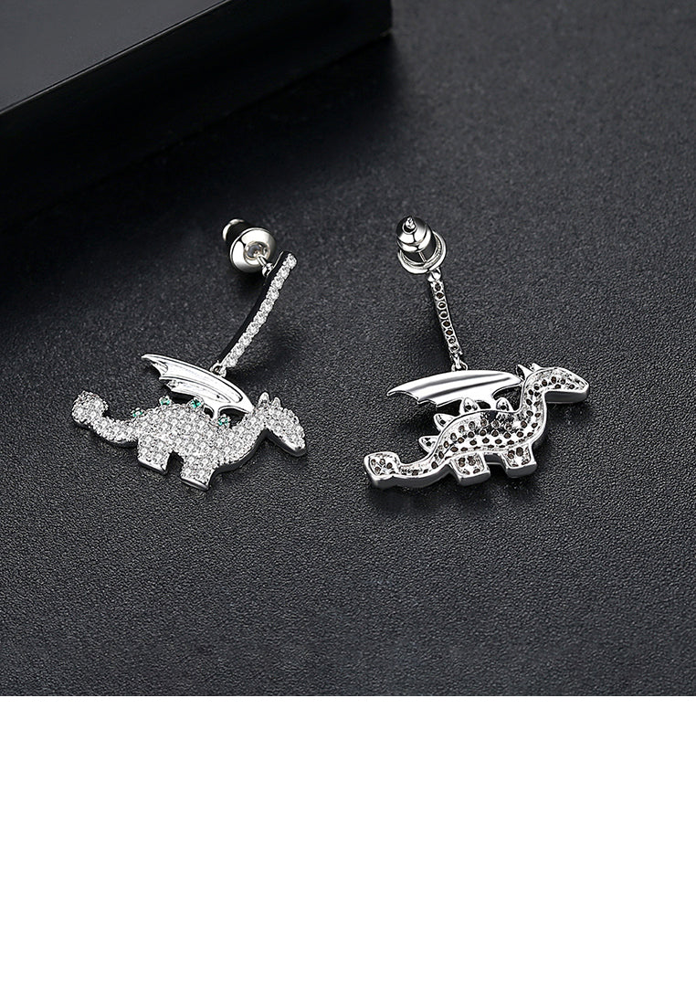 Fashion Cute Dinosaur Earrings with Cubic Zirconia - Luxurious Look