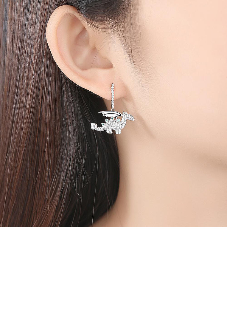 Fashion Cute Dinosaur Earrings with Cubic Zirconia - Luxurious Look