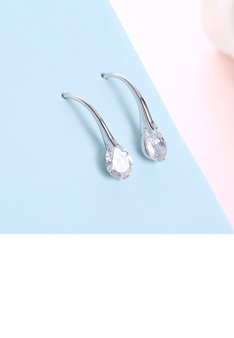 925 Sterling Silver Elegant Water Drop Earrings with Austrian Element Crystal