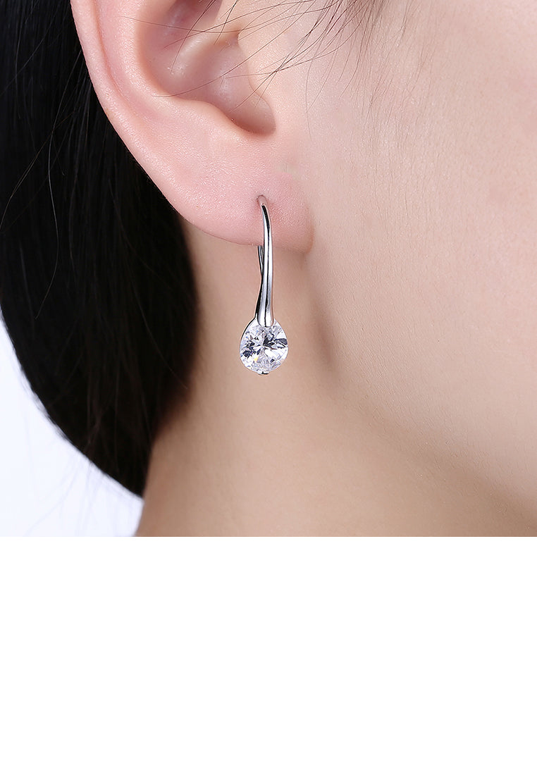 925 Sterling Silver Elegant Water Drop Earrings with Austrian Element Crystal