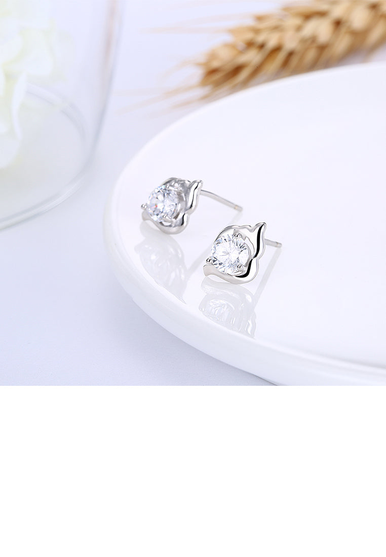 925 Sterling Silver Simple Fashion Cubic Zircon Stud Earrings