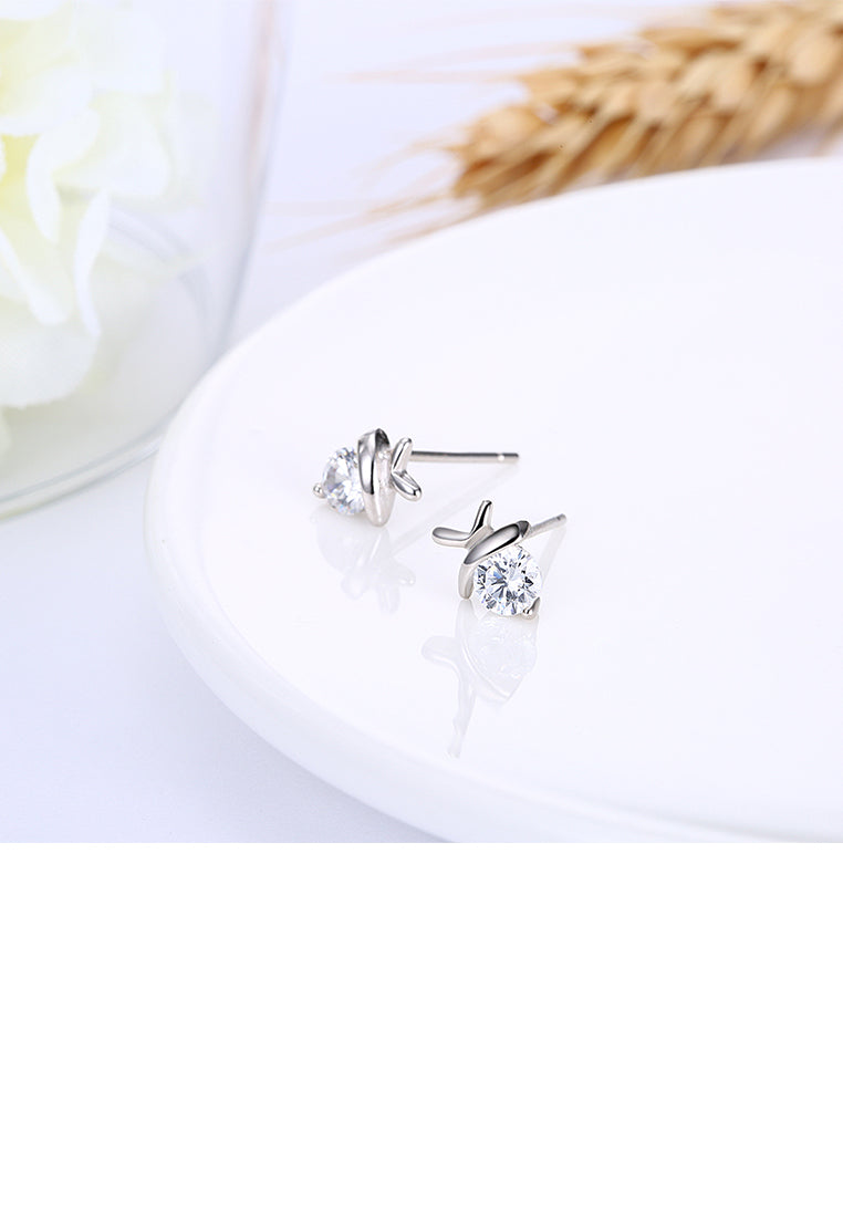 925 Sterling Silver Simple Mini Elegant Butterfly Ear Studs and Earrings with Cubic Zircon