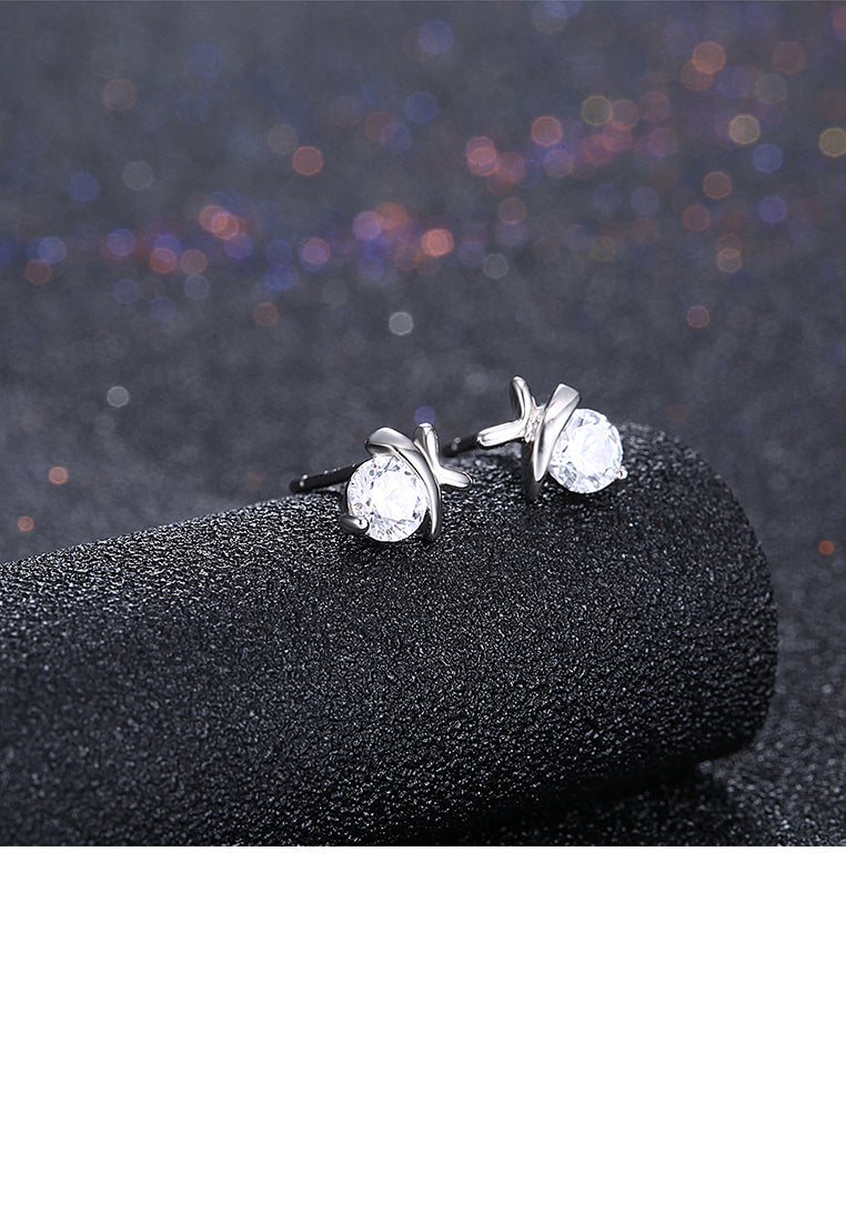 925 Sterling Silver Simple Mini Elegant Butterfly Ear Studs and Earrings with Cubic Zircon