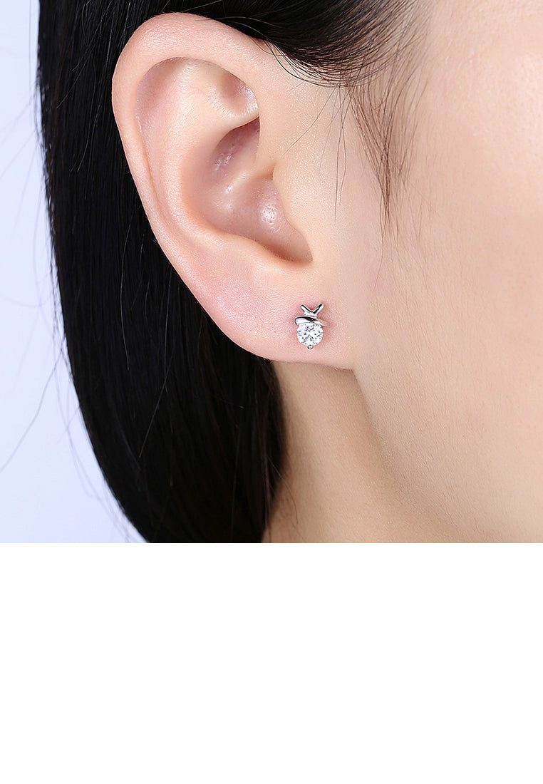 925 Sterling Silver Simple Mini Elegant Butterfly Ear Studs and Earrings with Cubic Zircon