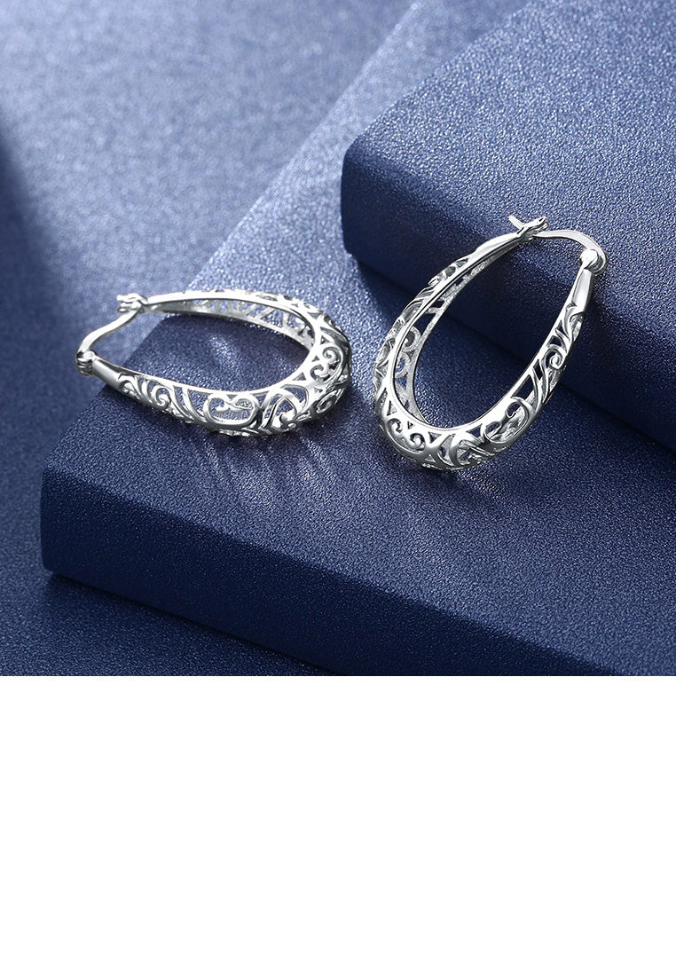 925 Sterling Silver Simple Hollow Earrings