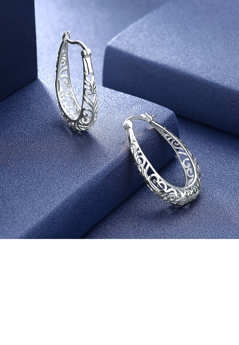 925 Sterling Silver Simple Hollow Earrings