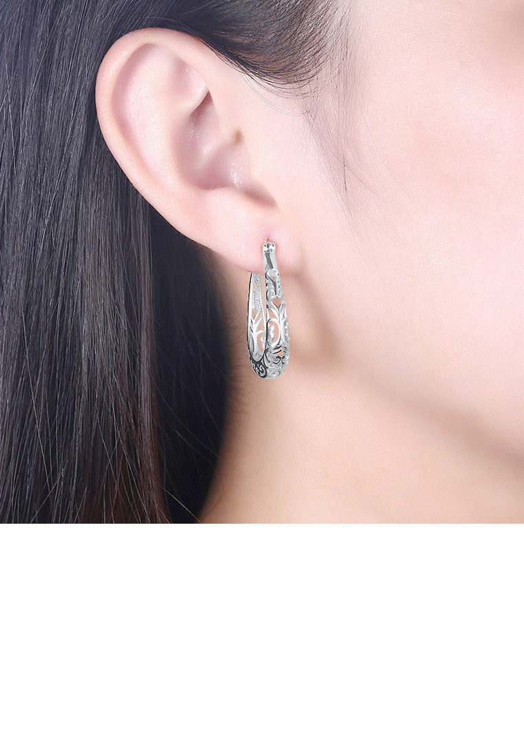 925 Sterling Silver Simple Hollow Earrings