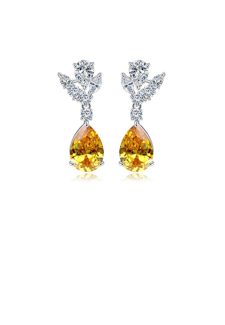 Fashion and Elegant Geometric Yellow Cubic Zirconia Earrings - Luxurious Look