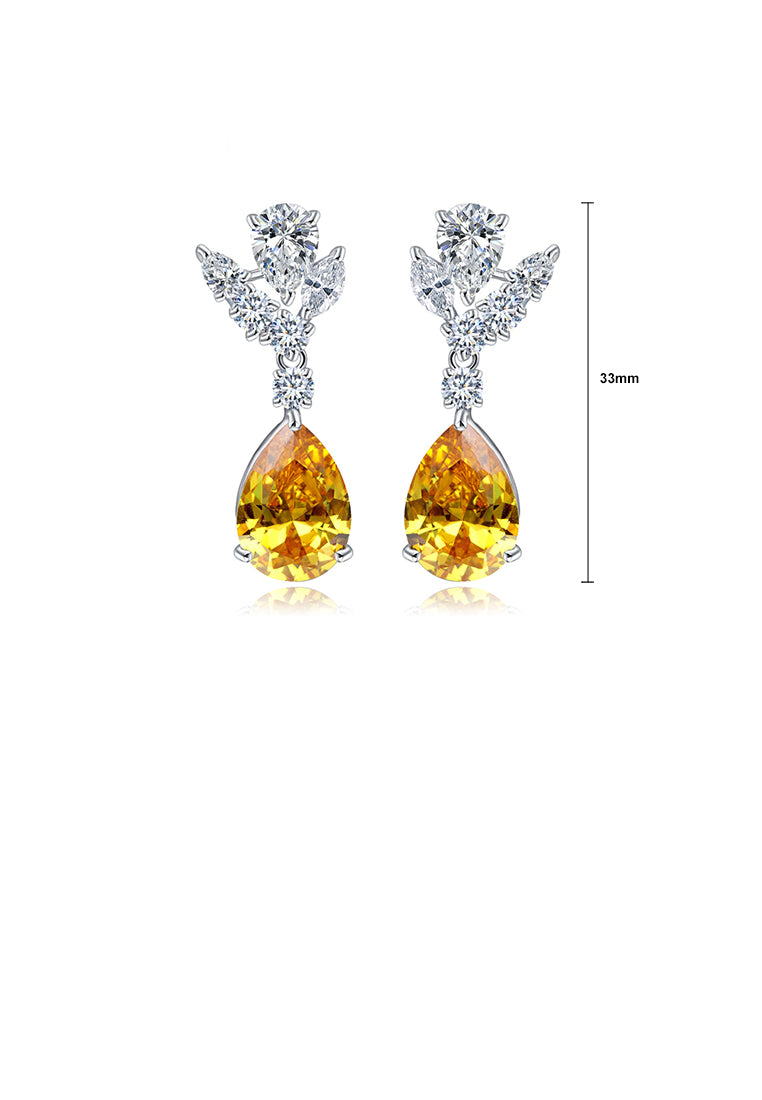 Fashion and Elegant Geometric Yellow Cubic Zirconia Earrings - Luxurious Look