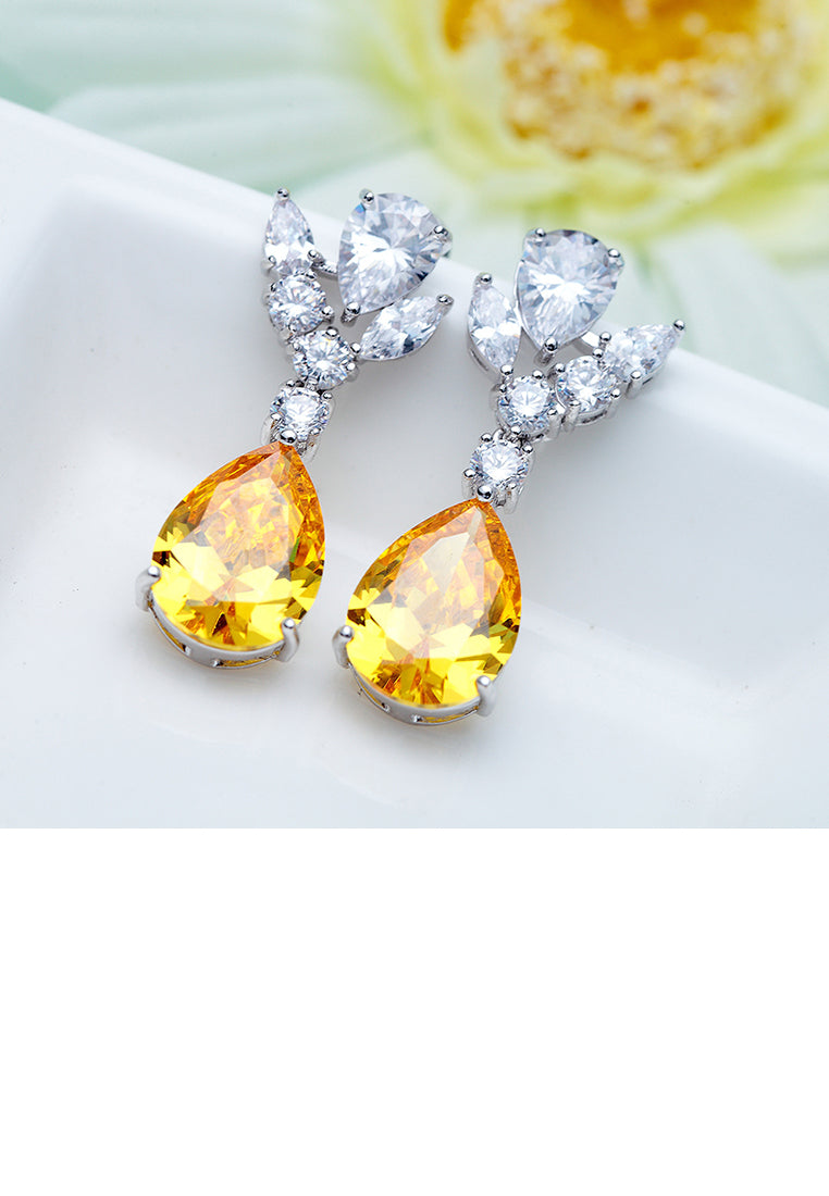 Fashion and Elegant Geometric Yellow Cubic Zirconia Earrings - Luxurious Look