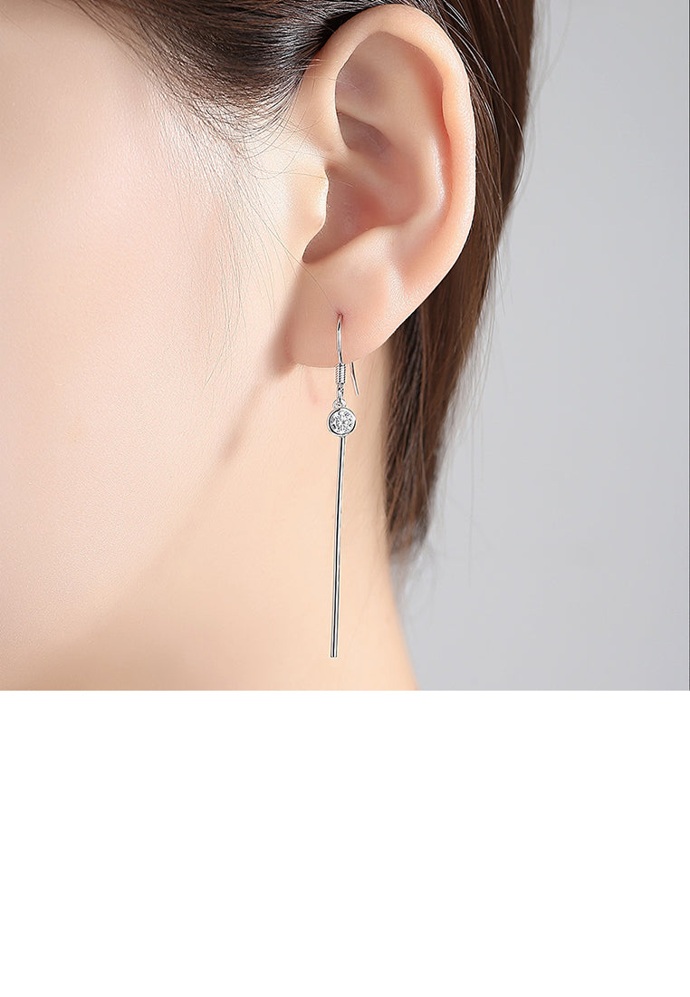 Simple and Fashion Geometric Round Tassel Earrings with Cubic Zirconia - Luxurious Look