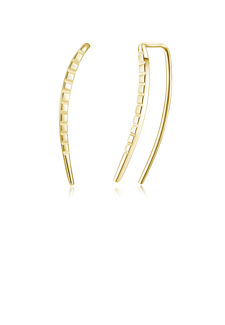 925 Sterling Silver Plated Champagne Gold Simple Straight Earrings