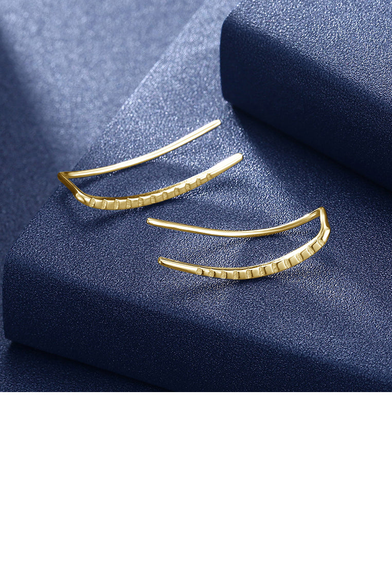 925 Sterling Silver Plated Champagne Gold Simple Straight Earrings