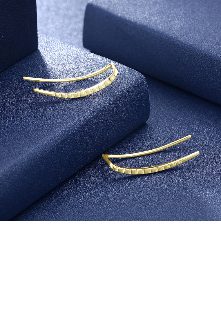 925 Sterling Silver Plated Champagne Gold Simple Straight Earrings