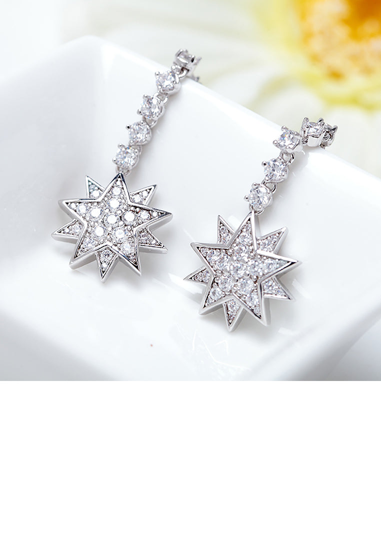 Fashion Simple Star Earrings with Cubic Zirconia - Luxurious Look