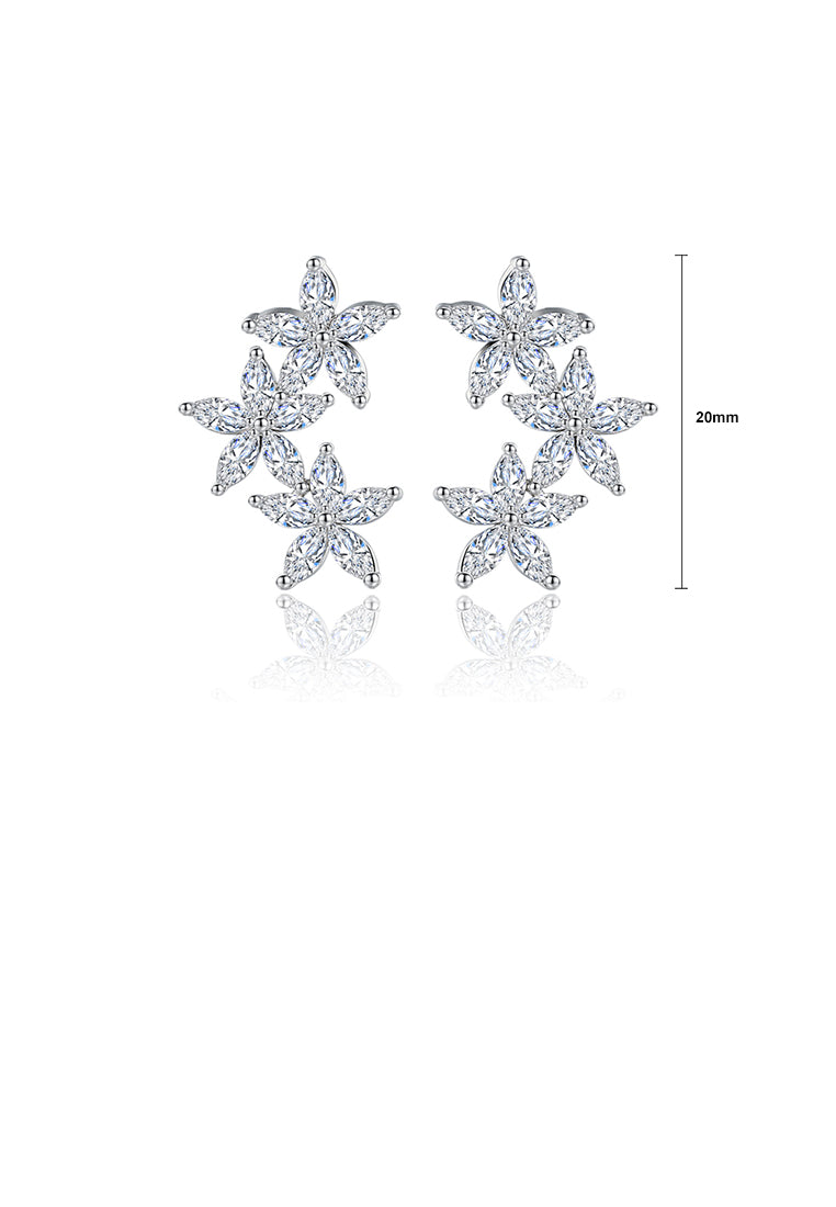Fashion Simple Flower Earrings with Cubic Zirconia - Luxurious Look