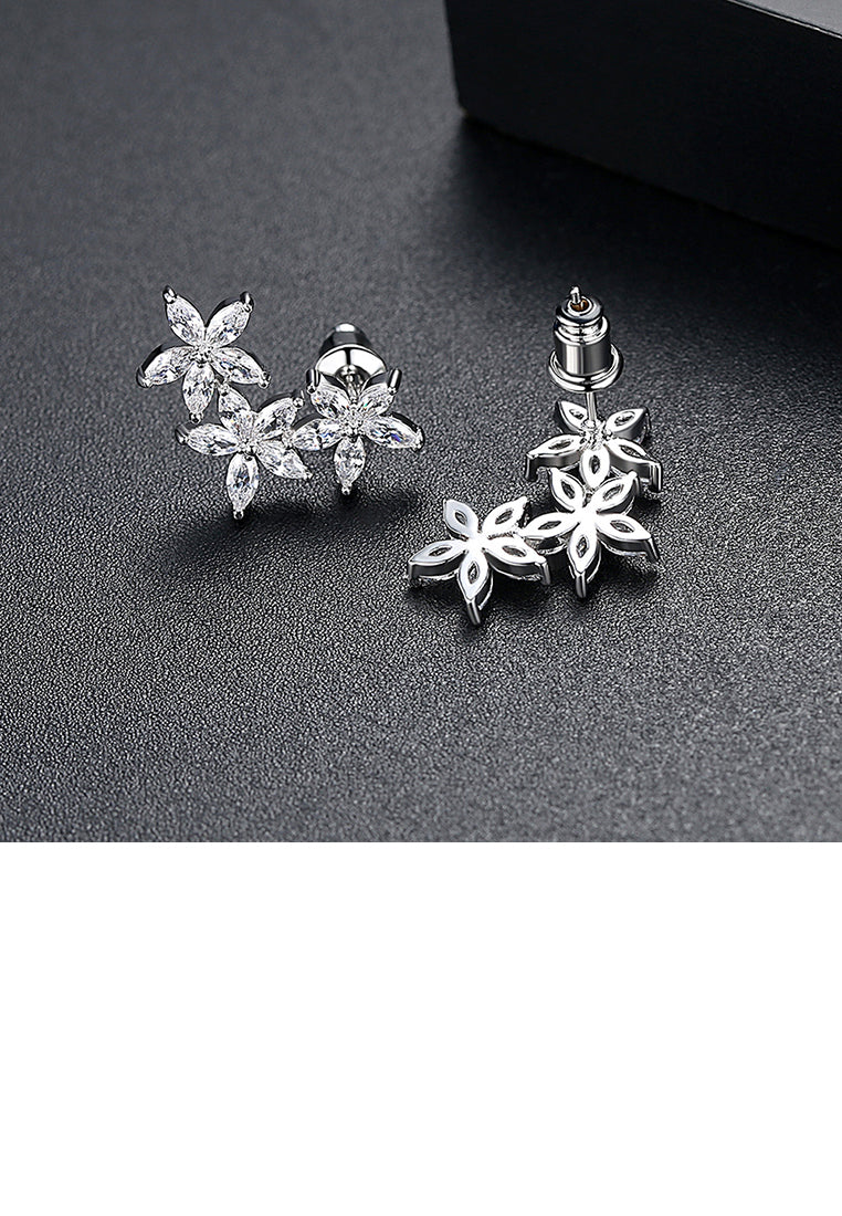Fashion Simple Flower Earrings with Cubic Zirconia - Luxurious Look