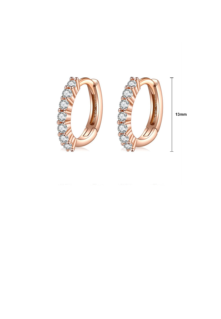 925 Sterling Silver Simple Temperament Plated Rose Gold Geometric Circle Stud Earrings with Cubic Zirconia - Luxurious Look