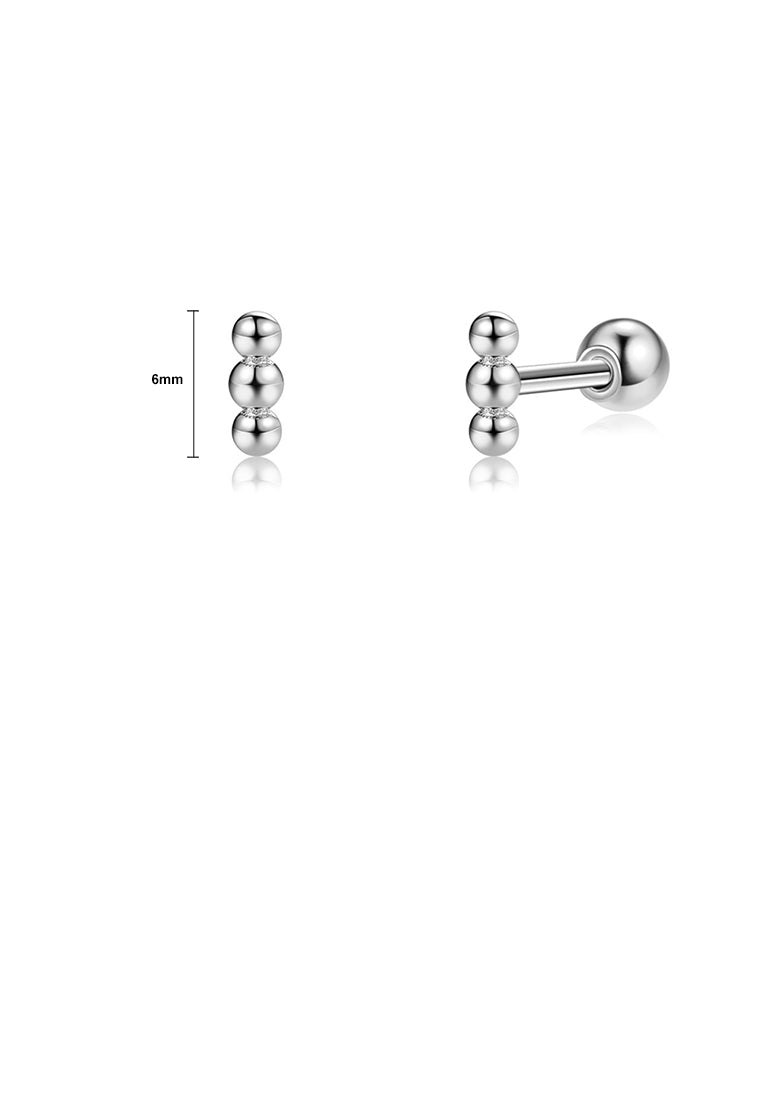 925 Sterling Silver Simple Fashion Round Bead Stud Earrings