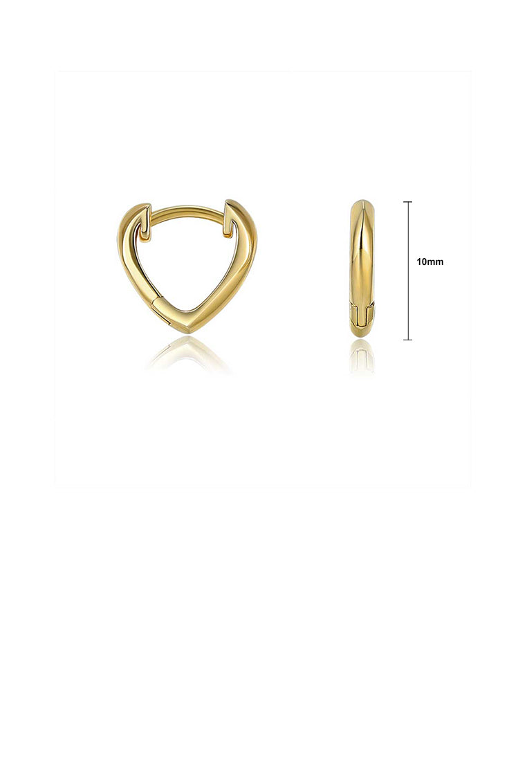 925 Sterling Silver Plated Gold Simple Classic Hollow Heart-shaped Stud Earrings