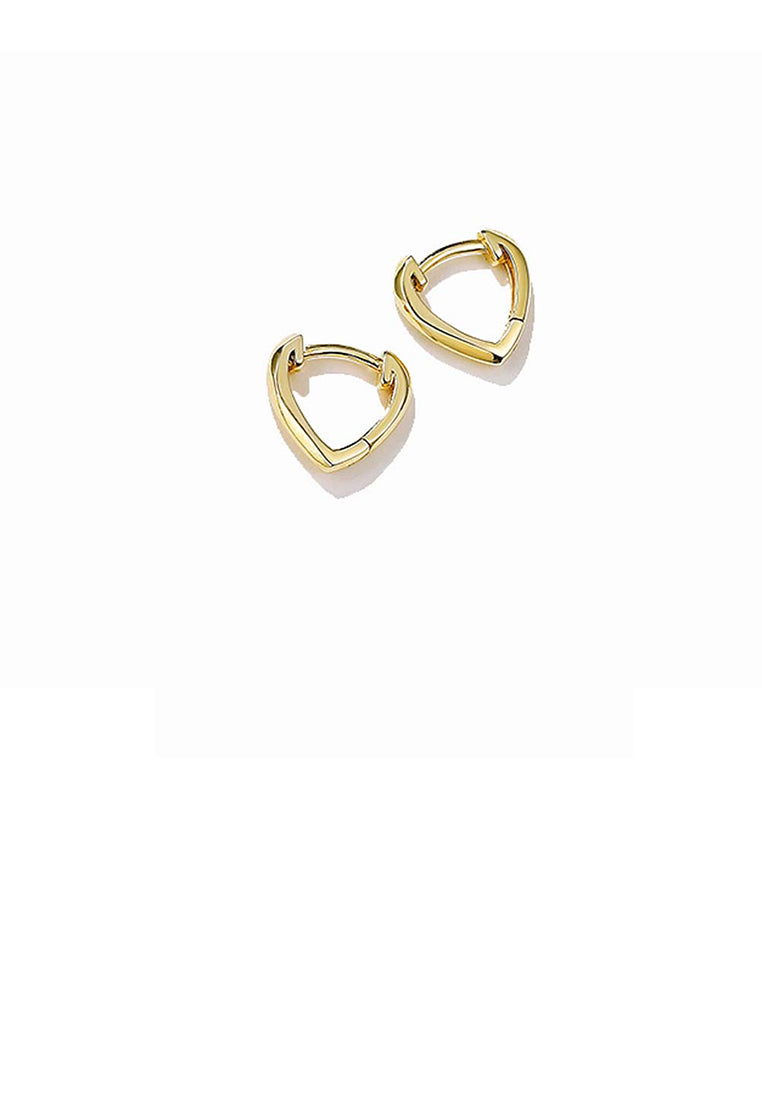 925 Sterling Silver Plated Gold Simple Classic Hollow Heart-shaped Stud Earrings