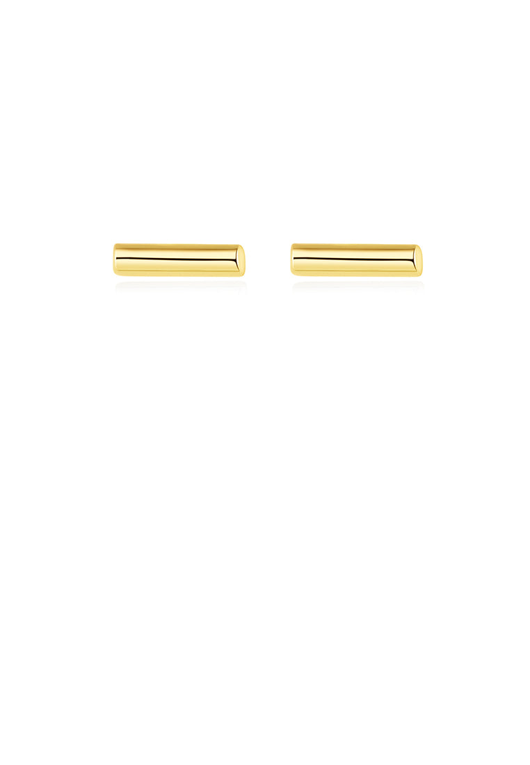 925 Sterling Silver Plated Gold Simple and Delicate Geometric Bar Stud Earrings