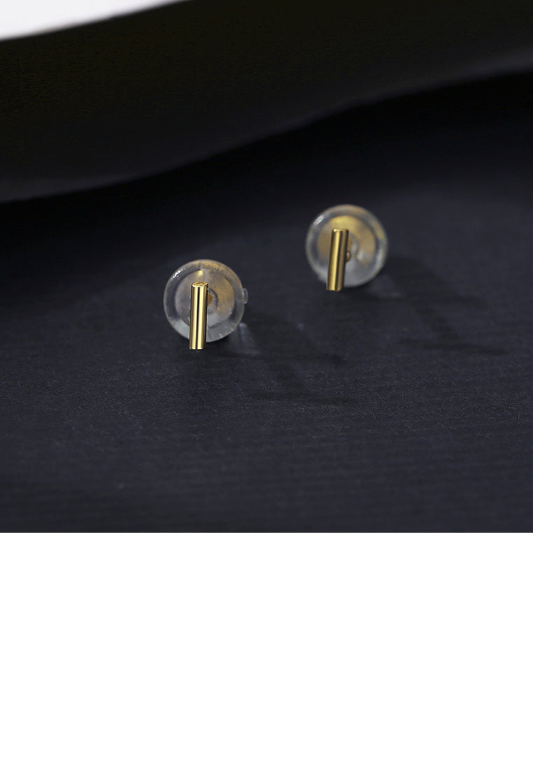 925 Sterling Silver Plated Gold Simple and Delicate Geometric Bar Stud Earrings