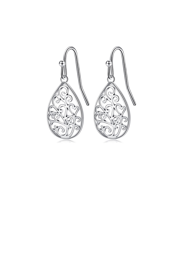 Simple Temperament Hollow Pattern Water Drop-shaped Earrings