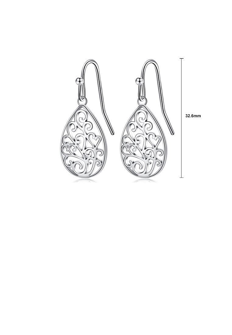 Simple Temperament Hollow Pattern Water Drop-shaped Earrings