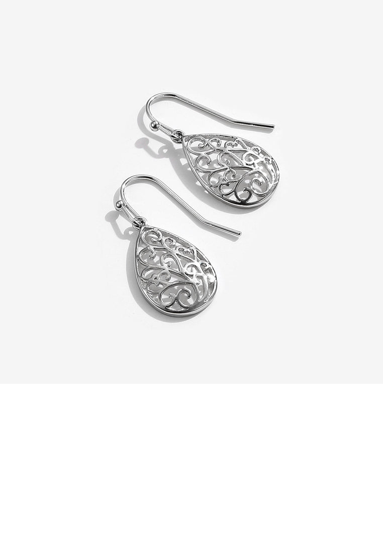 Simple Temperament Hollow Pattern Water Drop-shaped Earrings