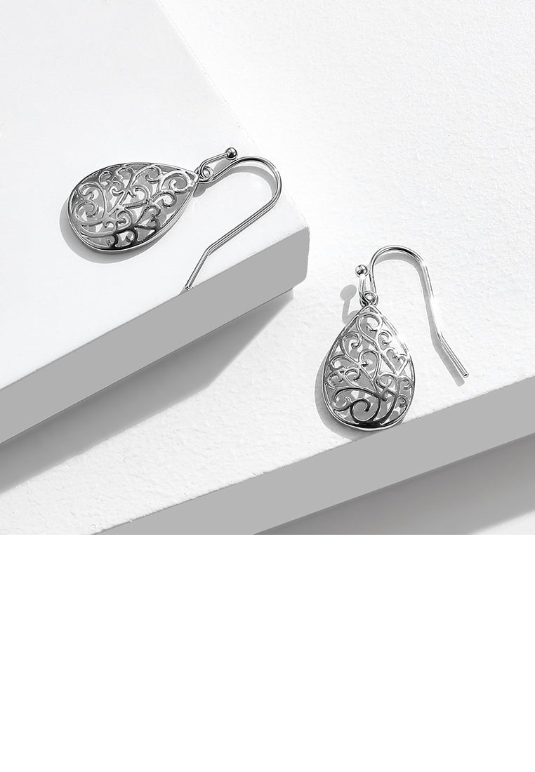 Simple Temperament Hollow Pattern Water Drop-shaped Earrings