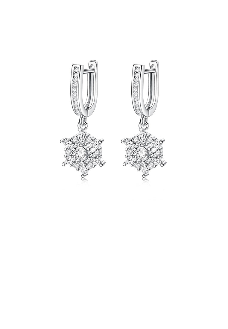 Fashion Dazzling Geometric Snowflake Earrings with Cubic Zirconia - Luxurious Look