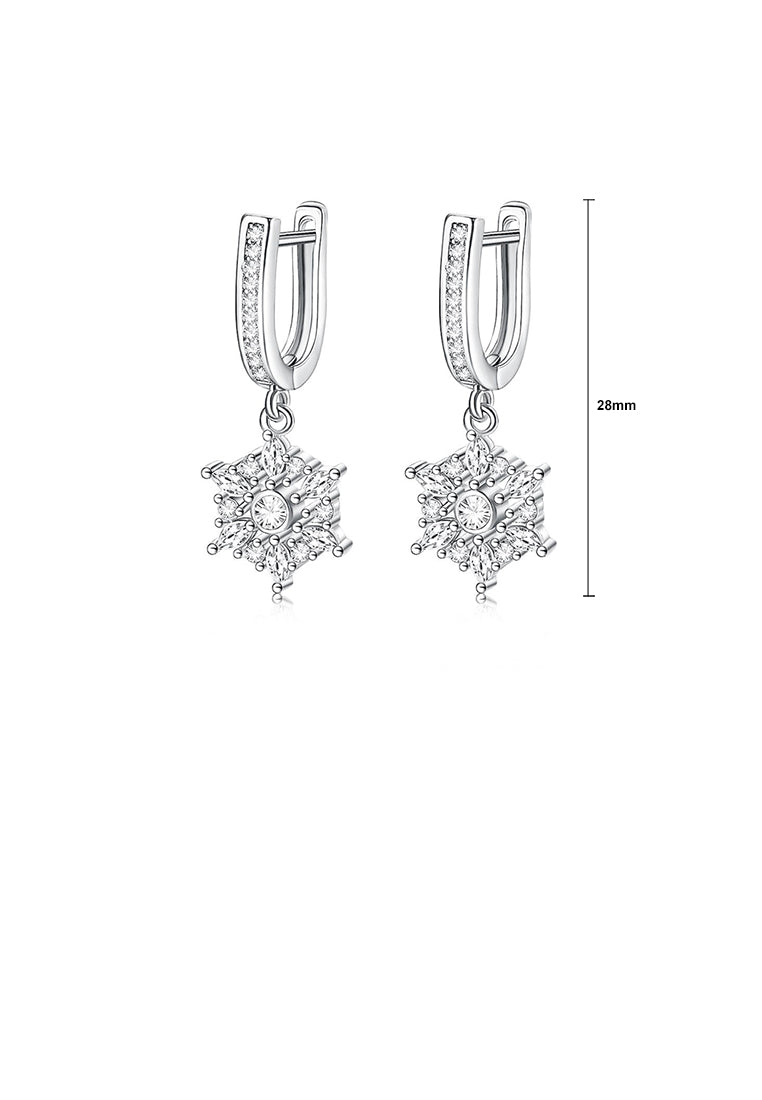 Fashion Dazzling Geometric Snowflake Earrings with Cubic Zirconia - Luxurious Look