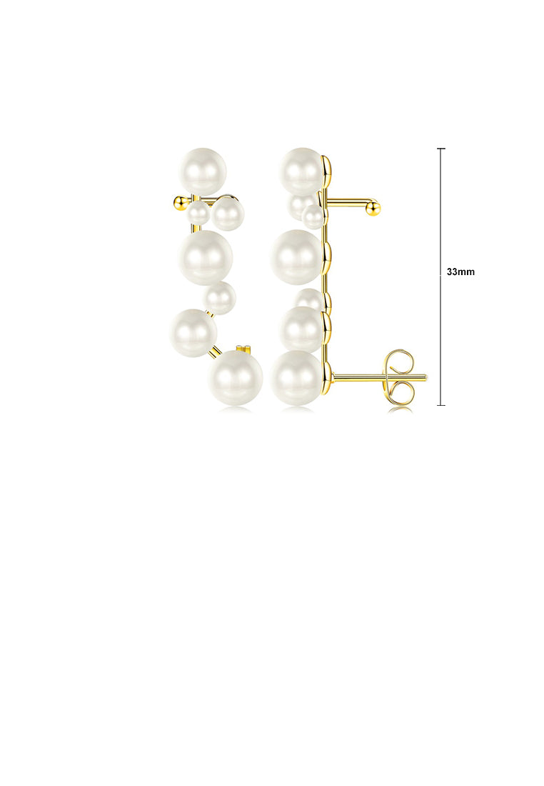 Elegant Temperament Plated Gold Geometric Imitation Pearl Stud Earrings - Luxurious Look