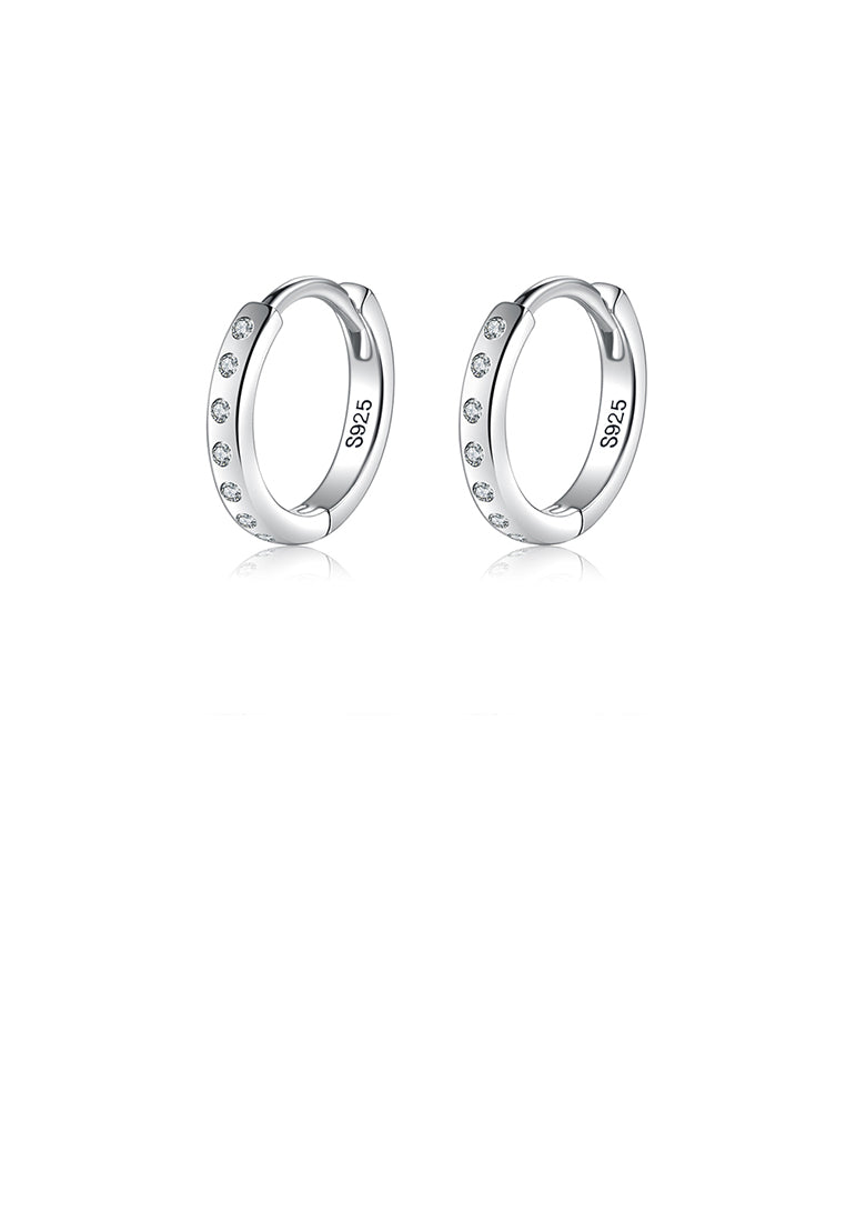 925 Sterling Silver Simple Temperament Geometric Circle Stud Earrings with Cubic Zirconia - Luxurious Look