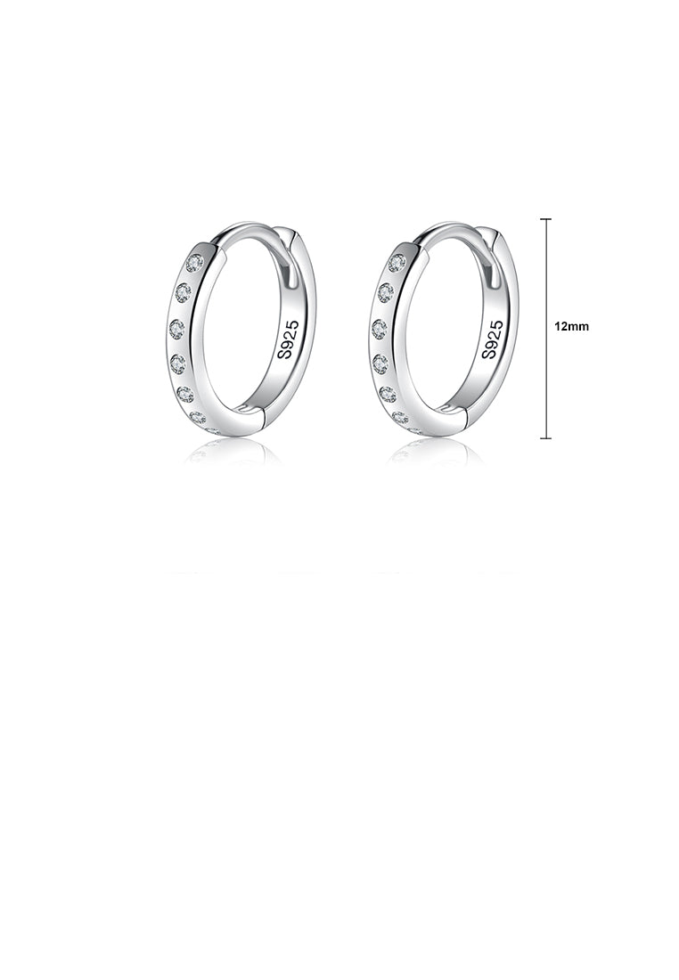 925 Sterling Silver Simple Temperament Geometric Circle Stud Earrings with Cubic Zirconia - Luxurious Look