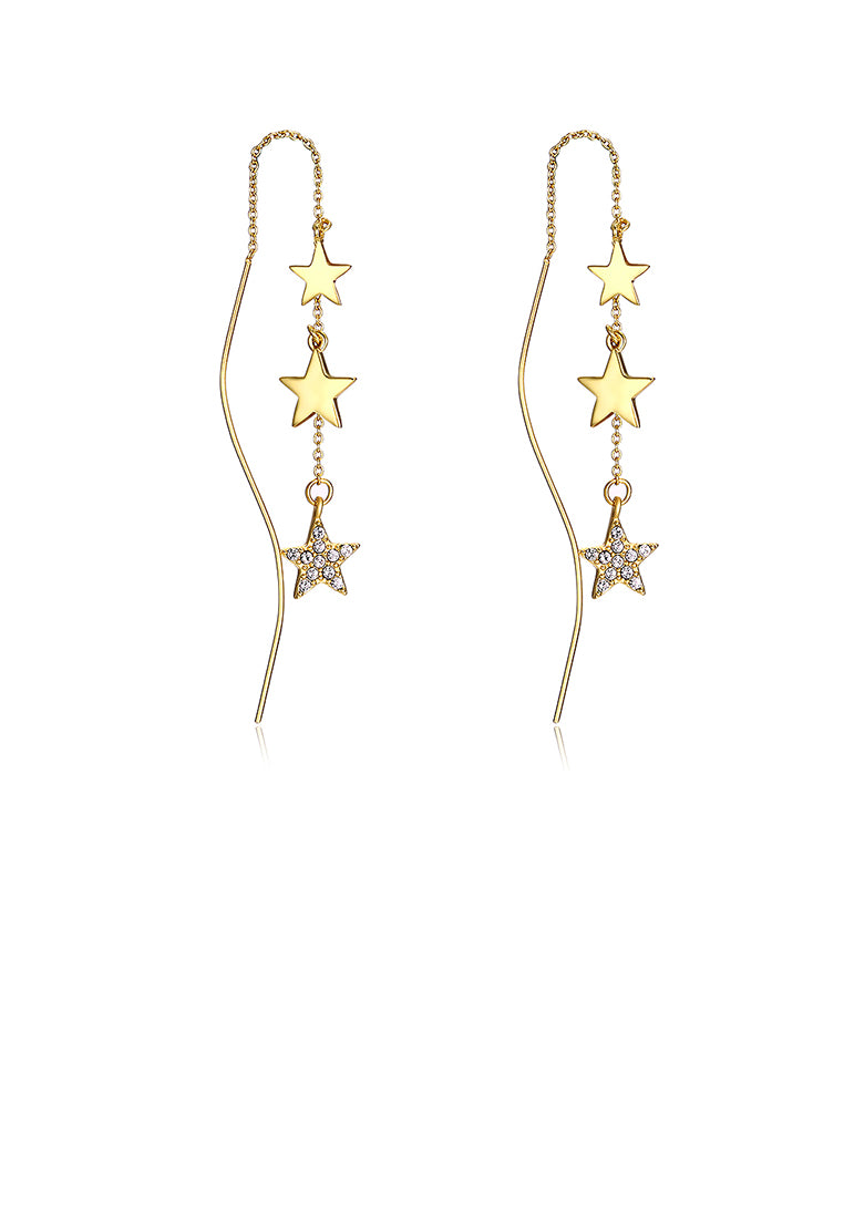 925 Sterling Silver Star Earrings with White Austrian Element Crystal