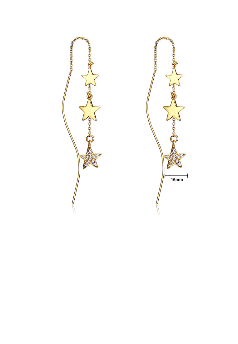 925 Sterling Silver Star Earrings with White Austrian Element Crystal